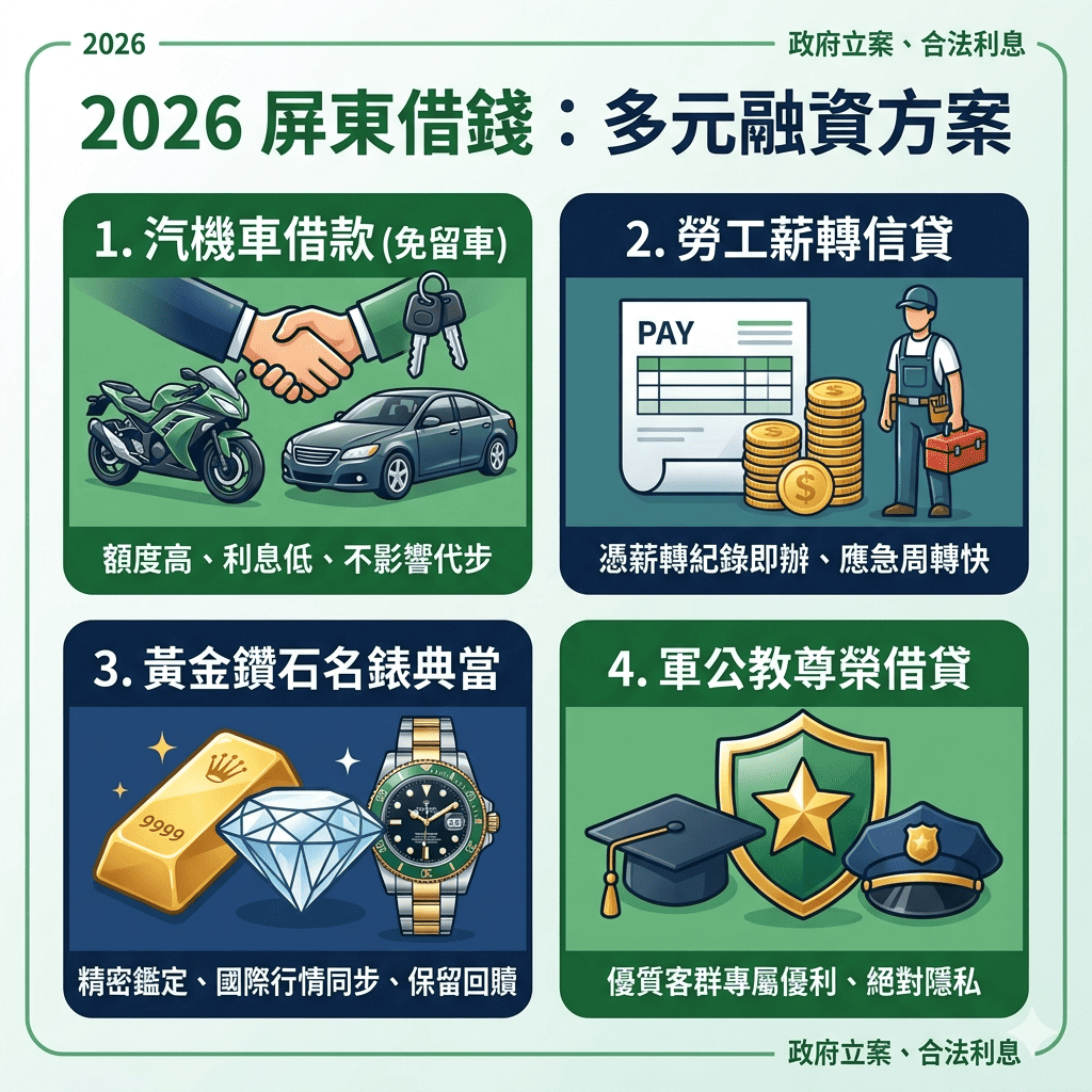 屏東市自由路合法借貸-政府立案汽機車免留車推薦