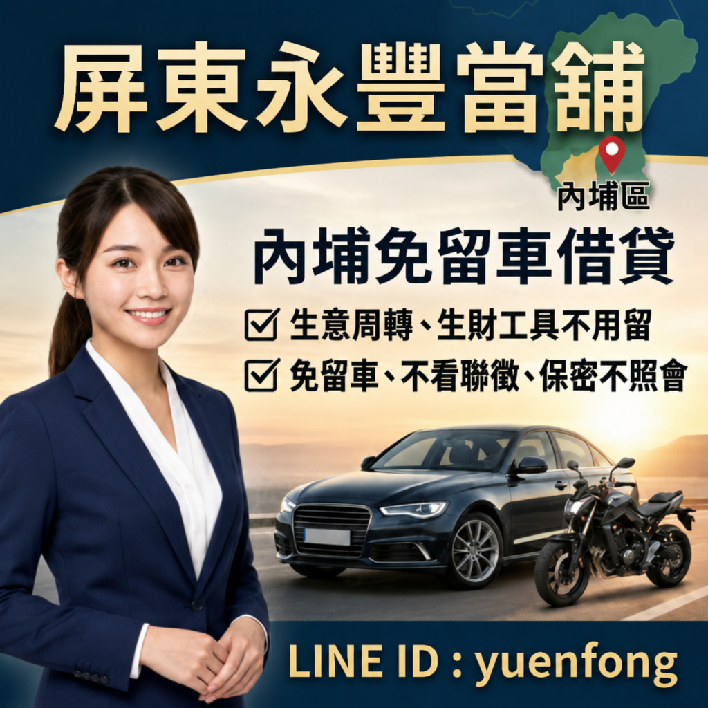 屏東內埔借款、內埔汽機車借款、屏東永豐當舖、內埔轉貸降息推薦、內埔免留車借錢