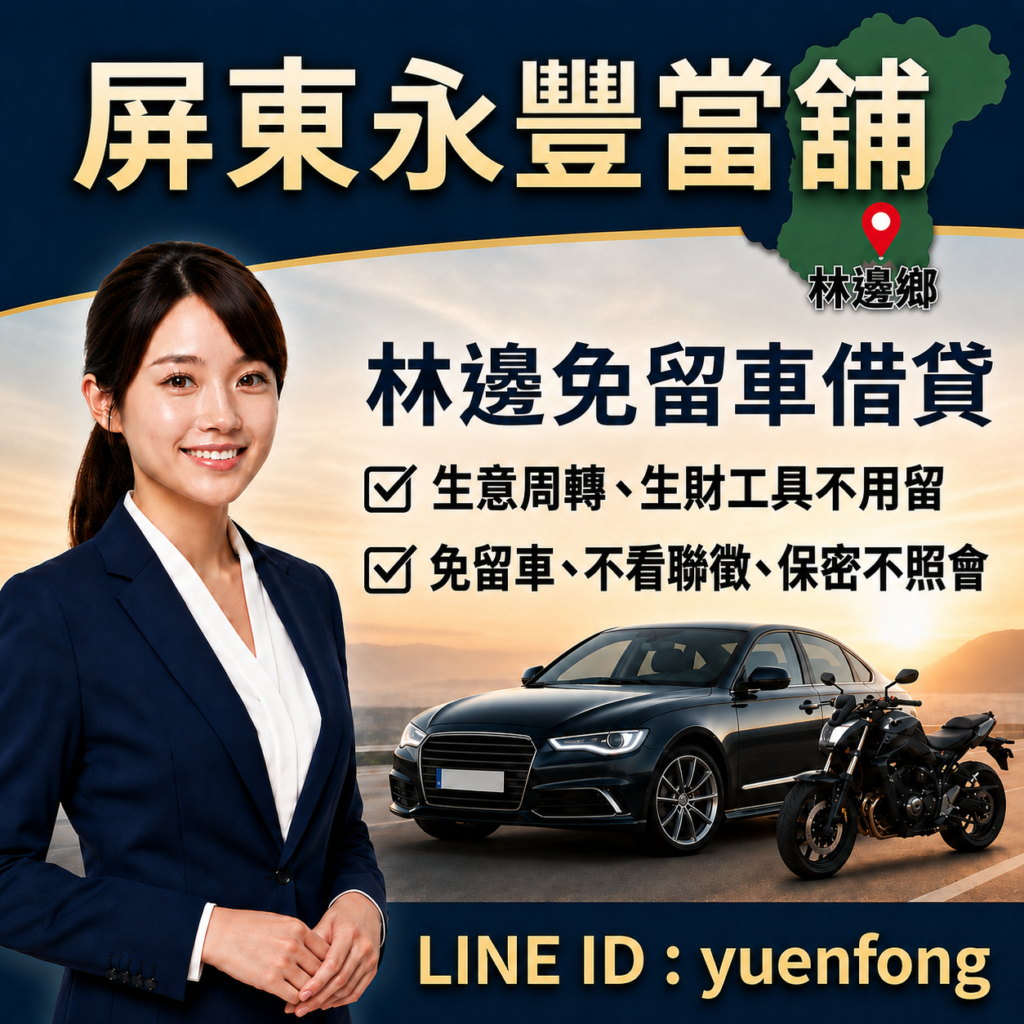 屏東林邊借款、林邊汽機車借款、屏東永豐當舖、林邊轉貸降息推薦、林邊免留車借錢